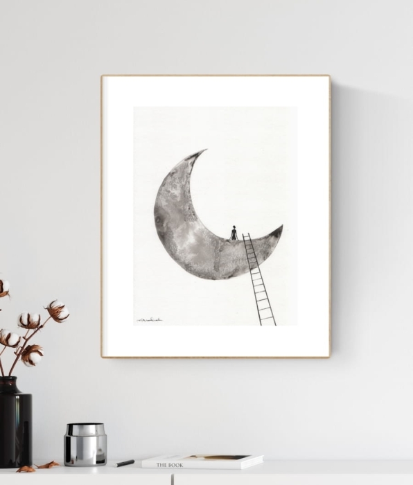 grafika 30/40 ręcznie malowana, abstrakcja