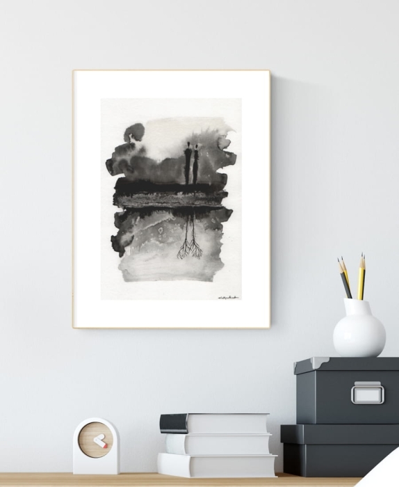 grafika 21/30 ręcznie malowana, abstrakcja 