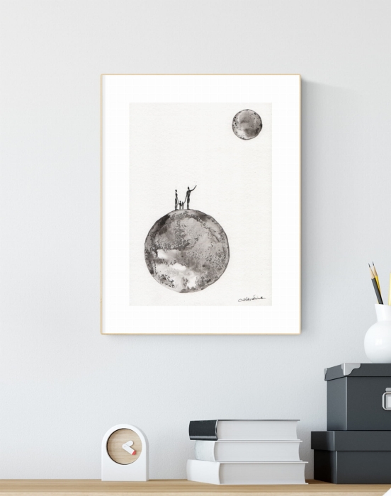 grafika 21/30 ręcznie malowana, abstrakcja