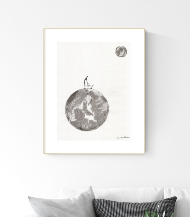 grafika 30/40 ręcznie malowana, abstrakcja