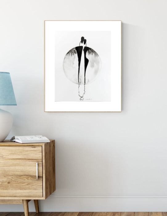 grafika czarno biała 40 x 50 cm ręcznie malowana