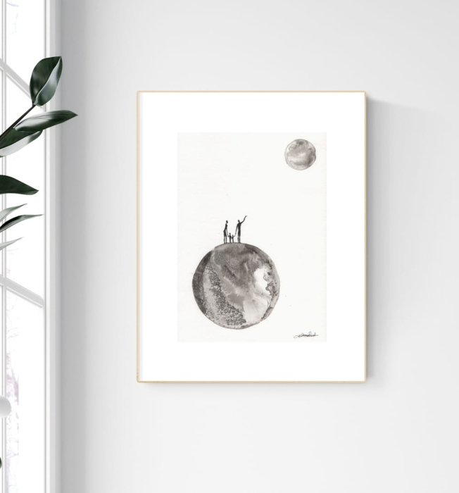 grafika 21/30 ręcznie malowana, abstrakcja