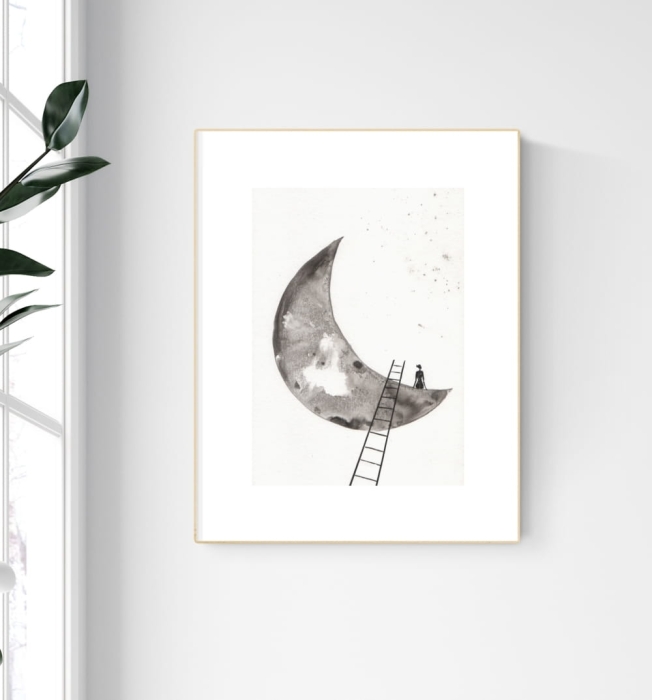 grafika 21/30 ręcznie malowana, abstrakcja 